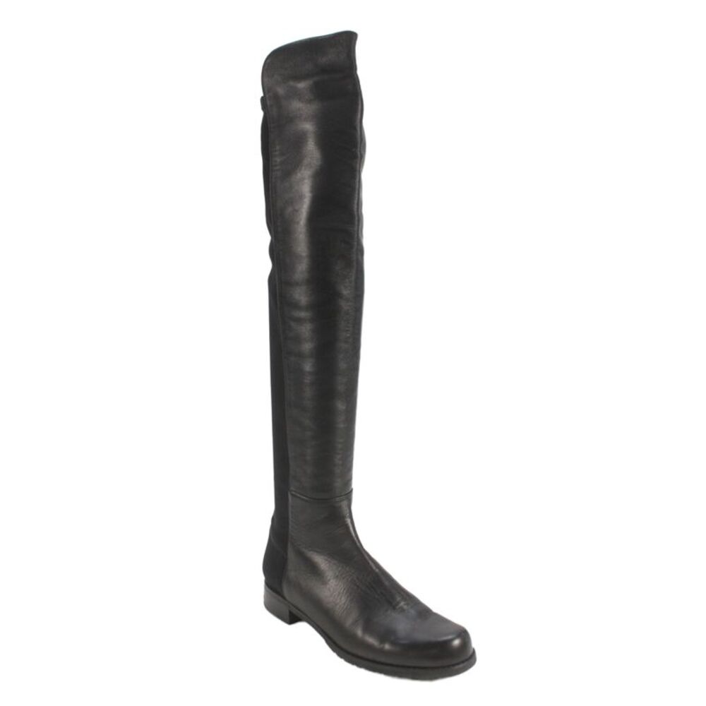 Stuart Weitzman Womens Leather Over Knee High Boots Shoes Black Size 8.5M
